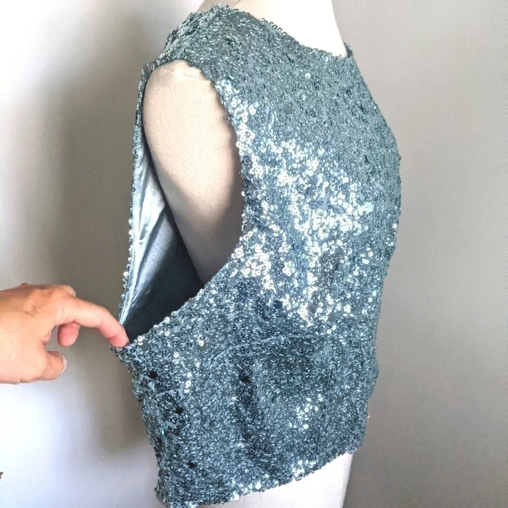 CITY Chic Blue Topaz Sequin Top 22 Maximalist Dopamine Dressing Party